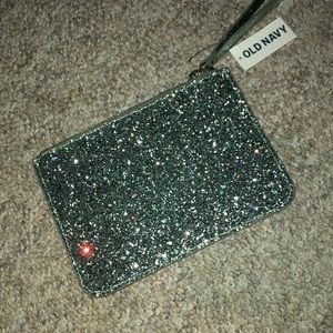 Old Navy- teal glitter wristlet